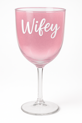 Blush Glitter Wine Goblet - "Wifey" Design, 12 oz